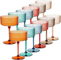Jingmore 12 Pcs Ribbed Martini Glasses 10 oz Disposable Plastic Vintage Ribbed by Jingmore