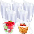 150 Pack Clear Plastic Dessert Cups with Tasting Spoons, Appetizer Cups Yogurt Parfait Bowls with Spoons for Party Supplies Catering Chocolate Desserts Buffet Food Display (5 oz)