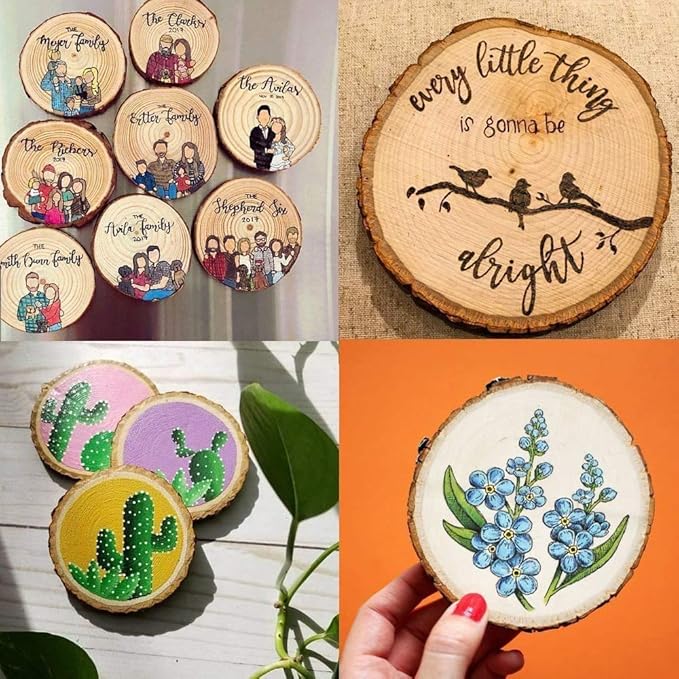Unfinished Natural with Tree Bark Wood Slices 30 Pcs 2.4"-2.8" inch Disc - Image 4
