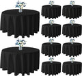 BIGTONE 10 Pack Black Round Polyester Tablecloth 120 Inch, Wrinkle and Stain Resistant Washable Polyester Fabric Table Cloth for Dining Room Kitchen Party, Black