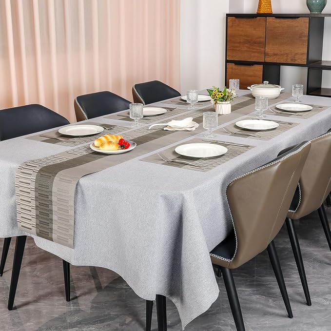 Table Runner 53 Inches Long, Vinyl Woven Farmhouse Table Runners | Washable - Image 6
