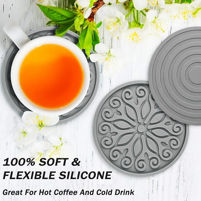 Silicone Coasters for Drinks, Resistant Reusable Drink Coasters-Great Gift for - Image 2