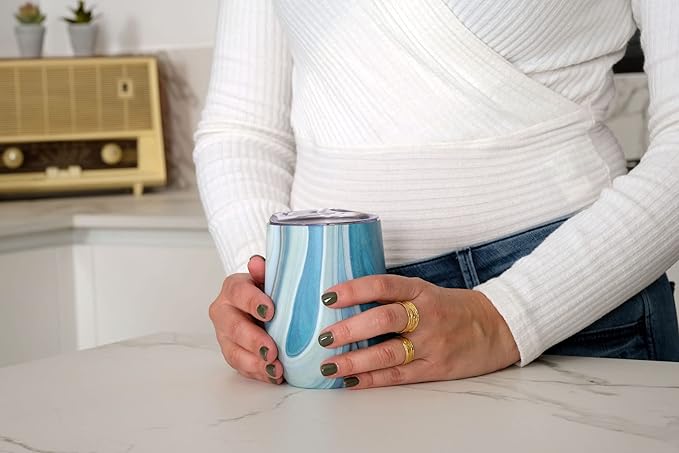 CHILLOUT LIFE 12 oz Stainless Steel Wine Tumbler with Lid - Double Wall Vacuum Insulated Wine Cup Glass Keeping Cold & Hot for Coffee, Champagne, Cocktails, Ice Cream