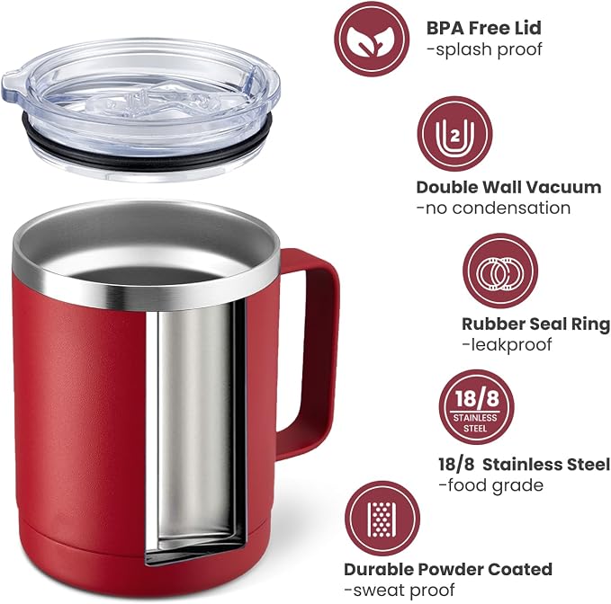 MEWAY 12oz Coffee Mug With Handle 8 Pack Bulk, Stainless Steel Insulated Travel - Image 2