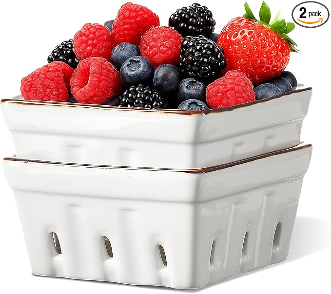 ONEMORE Ceramic Berry Basket Square Fruit Bowls by ONEMORECeramics