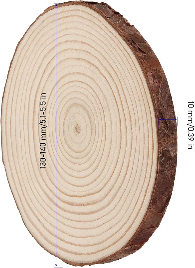 KINJOEK 30 PCS Natural Wood Slices 5.1-5.5 Inch - Image 2