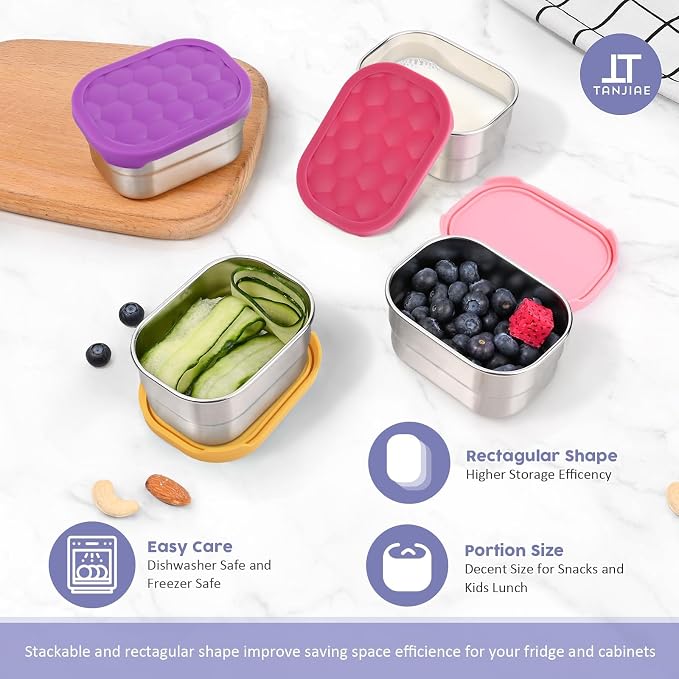 4Pack Small 8oz Stainless Steel Snack Containers - Image 5