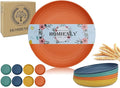 Homienly Wheat Straw Dinner Plates Set of 8 - Alternative to Plastic, Microwave & Dishwasher Safe, Unbreakable Kids Plates with 4 Colors (Colorful, 8 inch)