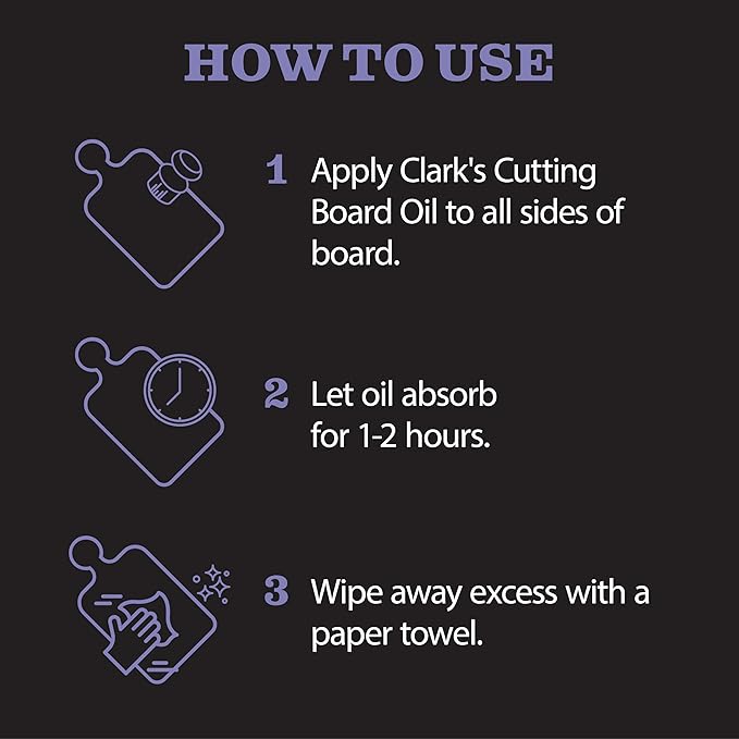 CLARK'S Cutting Board Care Kit - Includes Mineral Oil - Finishing Wax (6oz) - Applicator - Scrub Brush - Buffing Pad - Infused with Lavender and Rosemary Extract - Features Clark's Cutting Board Wax