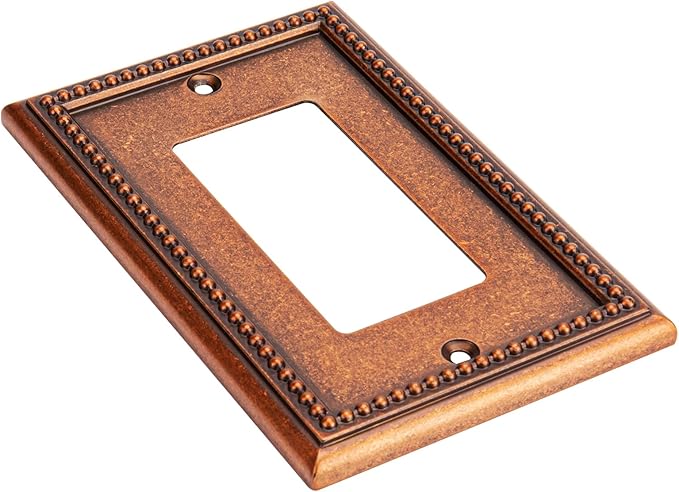Henne Bery Raised Pearls Decorative Wall Plate Switch Plate Outlet Cover (Single Decorator 2PK, Sponged Copper)