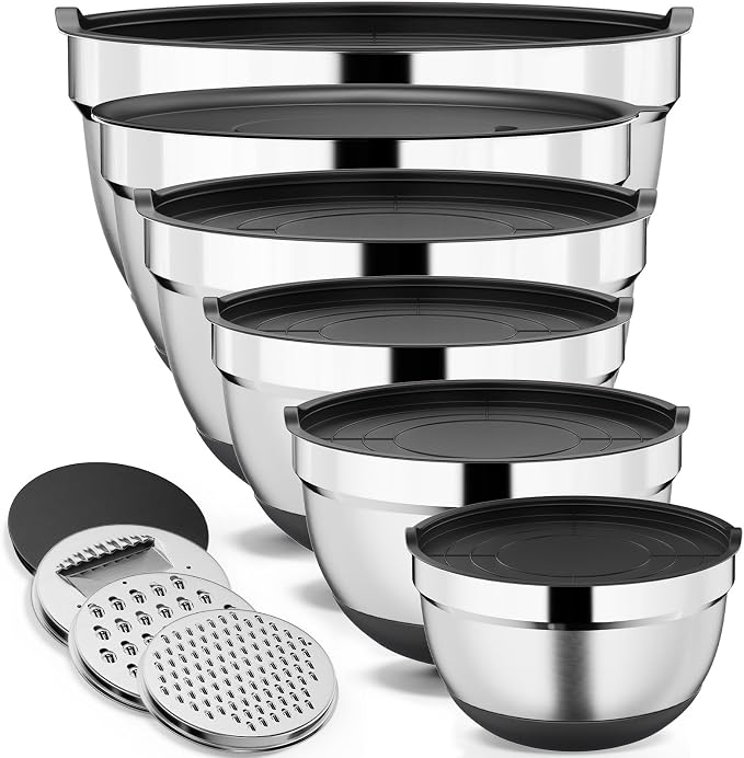 9 Pack Mixing Bowls with Airtight Lids Set, Stainless Steel Mixing Bowls with by Hybemmy
