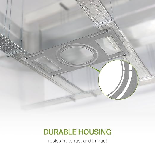 ASD New Construction Mounting Plate with Symmetric Round Hole - 8-10-12" Flat Steel Rough-in Wafer Light Bracket, LED Recessed Lighting Housing, 24 Pack