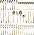 Alata Alice Champagne Gold Mirror 45-Piece Silverware Set Stainless Steel Flatware Set,Service for 8,Mirror Polished Cutlery Set,Dishwasher Safe