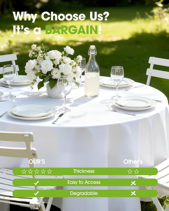 Pureegg Plastic Table Cloth Disposable 12 Pack, Decorative Tablecloths - Image 6