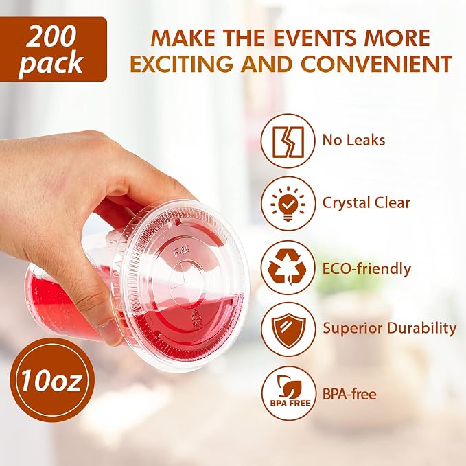 Lilymicky 200 Sets 10 oz Clear Plastic Cups - Image 2