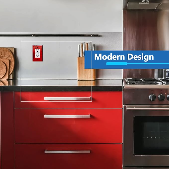 LIDER Reflective Acrylic Decorator Wall Plate, Mirrored Light Switch Plate, Plexiglass Outlet Cover, Acrylic Glass, Oversized 1-Gang 5.25" x 3.44", LWP-31O-ARD5P, Red, 5 Pack