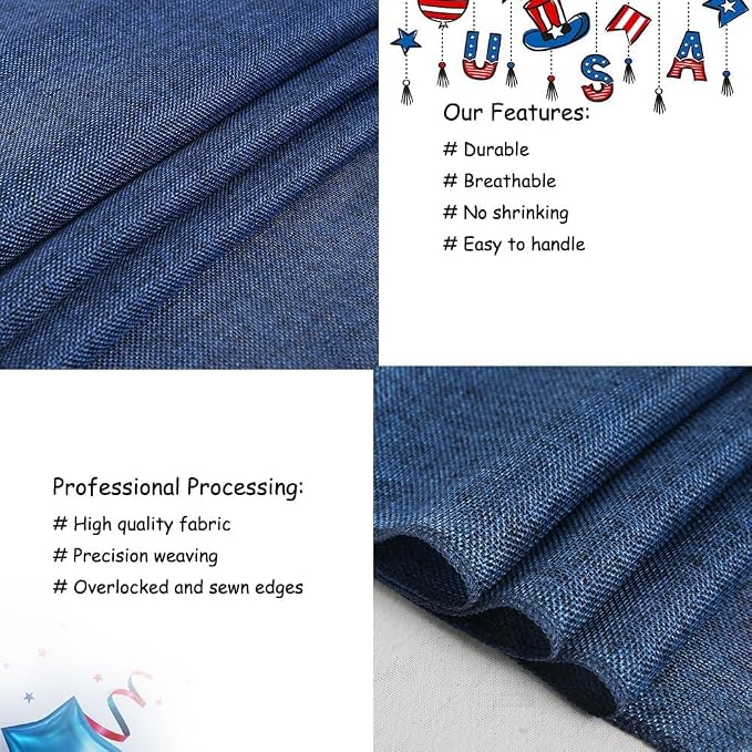 Navy Blue Table Runners 13x108 inches 4 Pieces Burlap 4th of July Runner | - Image 4