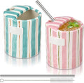 2 Pack Ceramic Coffee Mug with Sip Hole Espresso Cup 10oz with Straws Retro by Ferrochef