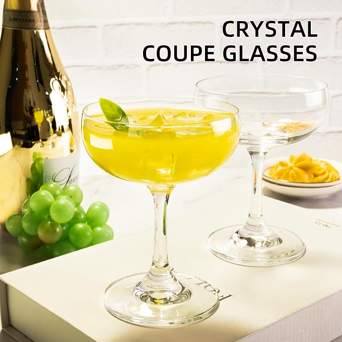 Champagne Glasses Set of 12-7oz Elegant Coupe Glasses, Crystal Cocktail Glasses - Image 3