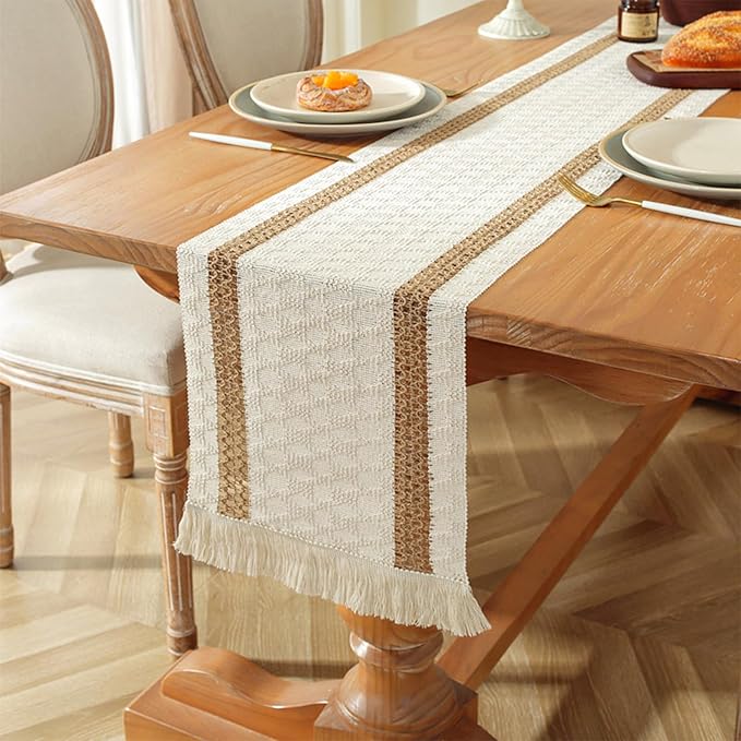 Boho Table Runner 90 Inches Long Summer Farmhouse Macrame Table Runner Cotton - Image 2