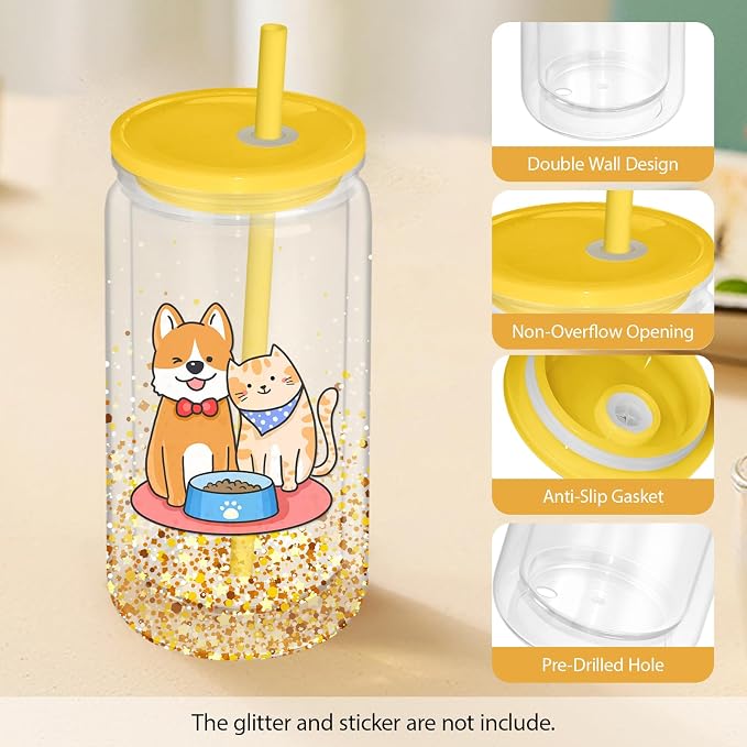 AZEAM 16 PCS Plastic Snow Globe Tumbler, 16 Oz Double Wall Snow Globe Cups | - Image 4