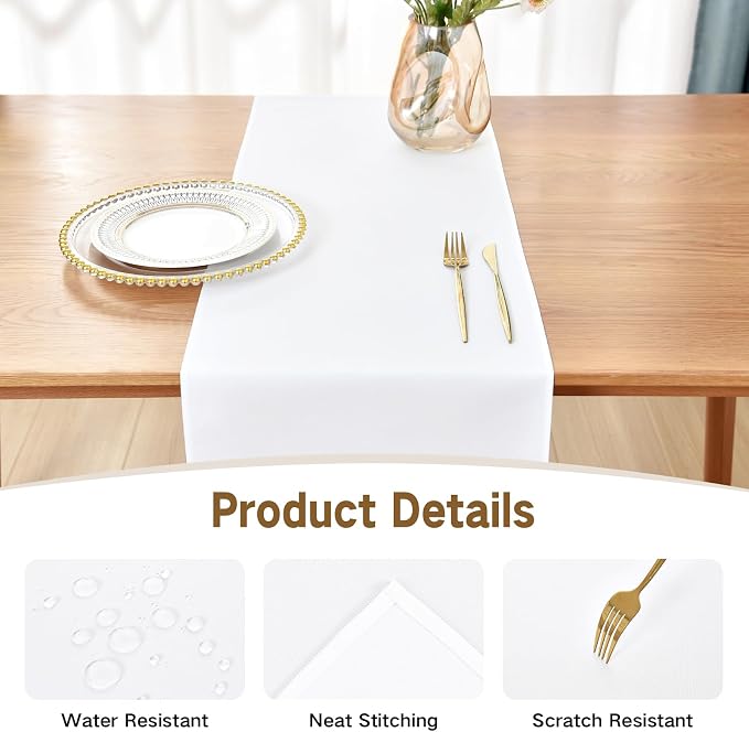 Faux Linen Table Runner Water Resistant 13 x 72 in, Coffee Table Runner - Image 3