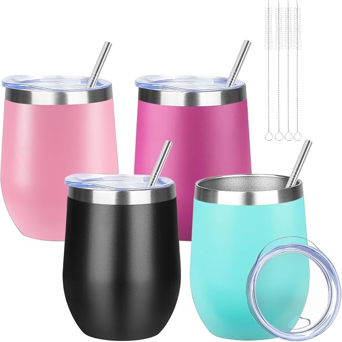 12oz/4 Pack Wine Tumbler Glasses by YEBTSLife