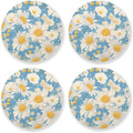 Polka Dots and Tender Chamomile Flowers Set of 4 Drink Coasters Heat Resistant by KLL