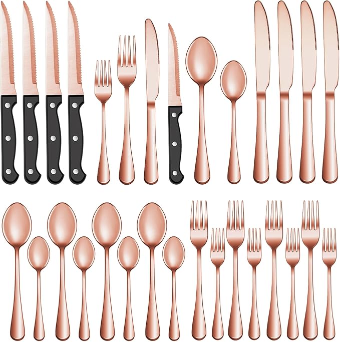 72 Pcs Rose Gold Silverware Set by MUTNITT