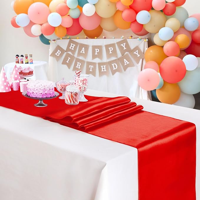 Red Table Runners 16 Pack 12x108 inch Silk Satin Smooth Fabric | Satin Table - Image 3