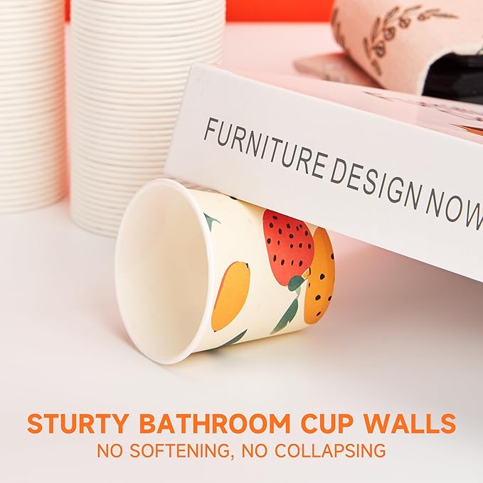 300 Pack 3 oz Bathroom Cups, Disposable Paper Cups with Rolled Rim, Small Paper Mouthwash Cup for Guest Bathrooms, Vanity & Office Use, Off-white