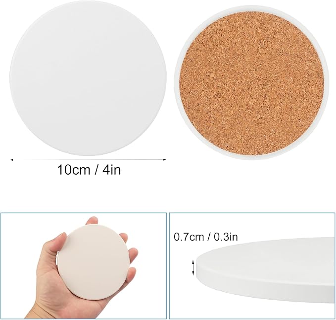 40 Pieces 4 Inch Round Blank Ceramic Coasters, Unglazed Ceramic Tiles Coasters - Image 2