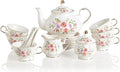 Sweejar Porcelain Tea Set Vintage Floral, British Relief Gold Rim Teapot Cup by Sweejarco1949