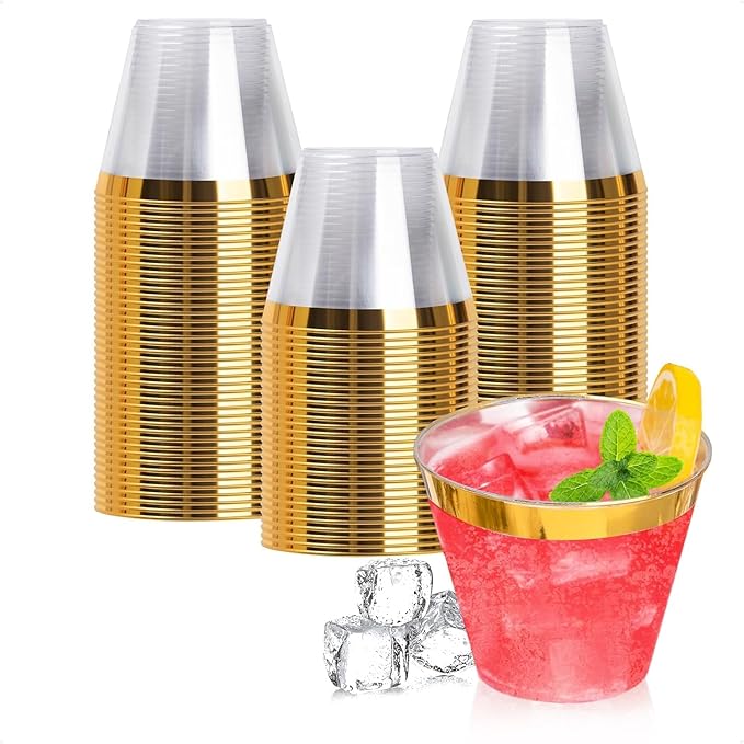 Goodluck 100PCS 9oz Gold Plastic Cups by GoodLuck