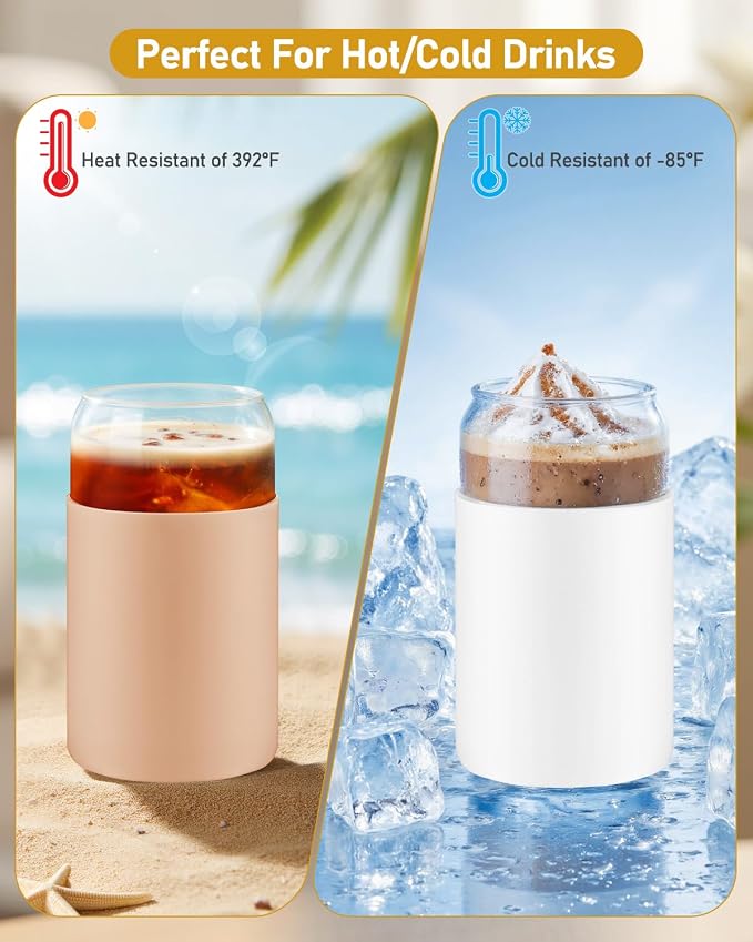 Glass Cups with Lids and Straws, 2 Pack 16OZ Iced Coffee Cups with Silicone - Image 5