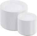 AOZITA 200 PCS White Plastic Plates, Premium Heavy Duty Disposable Plates by AOZITA