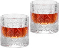 KAMMAK Crystal Whiskey Glass Set of 2, 7.44 oz (220ml) Old Fashioned Tumbler with Delicate Rim & Thick Stable Base, Hand Blown Lead-Free Barware for Scotch, Bourbon, Cocktail, 12-Facet