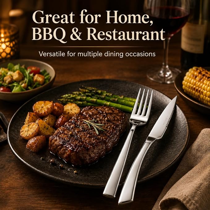 SANTUO 12-Piece Steak Knife and Fork Set - Image 6