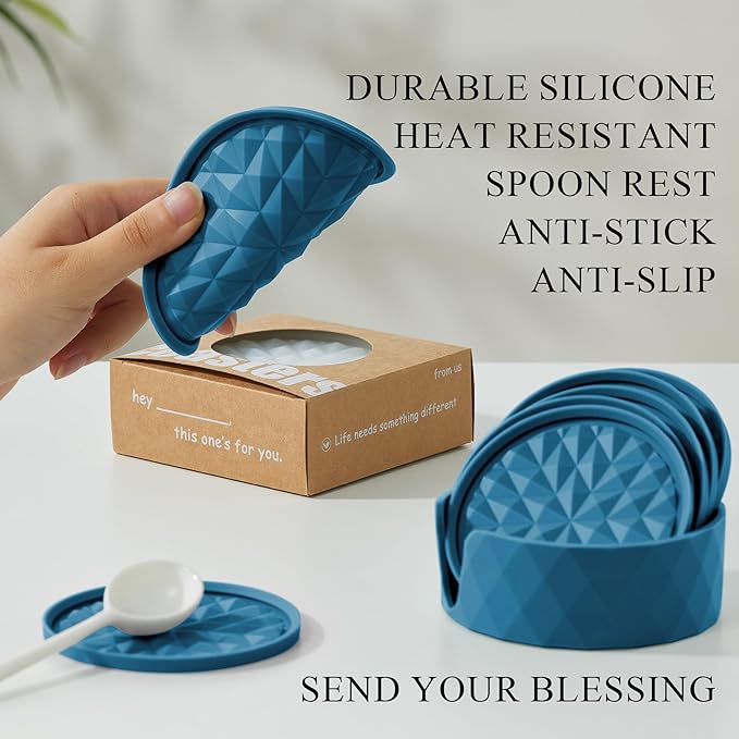 Silicone Coasters for Drinks[6 Pack]- Cup Mat with Holder for Tabletop Protection-Non-Slip, Non-Stick, Coffee Table Decor, Great Gift for Any Occasion, Dark Blue