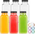 GUANENA 6 Pack Glass Drink Bottles, 12 OZ Vintage Square Water Bottles by GUANENA