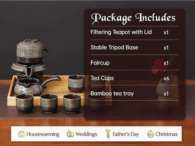 Japanese tea set with Infuser Semi Automatic Tea Set Magic Teapot with 6 cups - Image 7