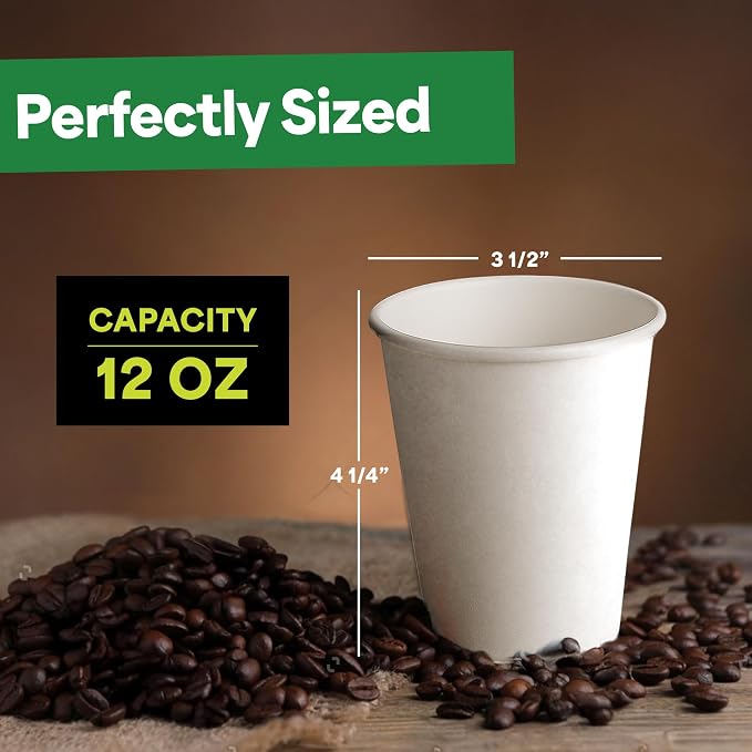 EconoHome 12 oz 1000 Pack Disposable Coffee Paper Cups - Image 3