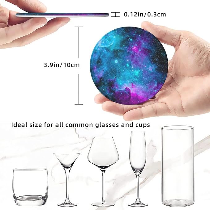 Trippy Galaxy Drinking Coasters PU Leather Coaster - Image 4