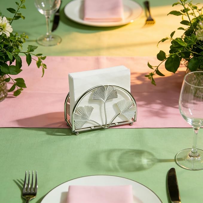 Elegant Iron Ginkgo Leaf Cocktail Napkin Holder Tabletop Decor Dispenser | - Image 5