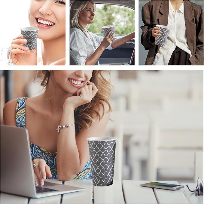 Lamosi Coffee Cups 12 oz 180 Pack, Disposable Paper Coffee Cups, Disposable Cups,12 oz Hot Cup,12oz Paper Insulated Cup for Cold Hot Drinks (No Lids)
