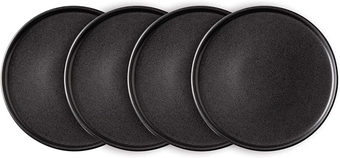AmorArc Ceramic Dinner Salad Plates Set of 6, 8.5 Inch Reactive Matte Glaze Dish Set, Dessert,Salad, Appetizer, Small Dinner Plate,Microwave, Dishwasher Safe, Scratch Resistant, Matte Black