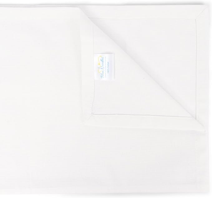 Blue Needles Solid Cloth Napkins Set of 12 White 100% Cotton Dinner Napkins 18x18 inches - Soft, Reusable, Absorbent & Washable Linen, Ideal for Valentine's Day Events, Parties & Everyday Use