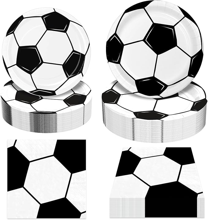 180Pcs Soccer Party Supplies Paper Plates and Napkins Serve 60 | Disposable by Hpscdyo