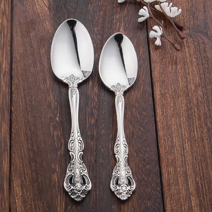 TWEE Luxury Fine Silverware Set for 8 Flatware Set 40 Pieces Relief Sculpture Openwork Design Elegant Tableware Set 18/10 Stainless Steel Cutlery Set Utensil Sets for Home Restaurant Dishwasher Safe