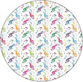 Round Vinyl Fitted Tablecloth, Music Decor Print Polyester Table Cloth, Notes on Circle Shape Geometric Background Carnival, Fit Round Tables 35inch Diameter, for Xmas/Parties/Home, Multy